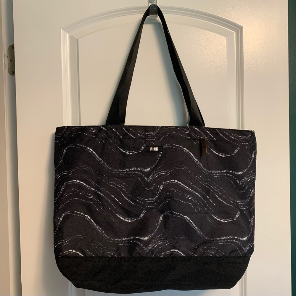 PINK Victoria’s Secret Black Marble Weekender Tote